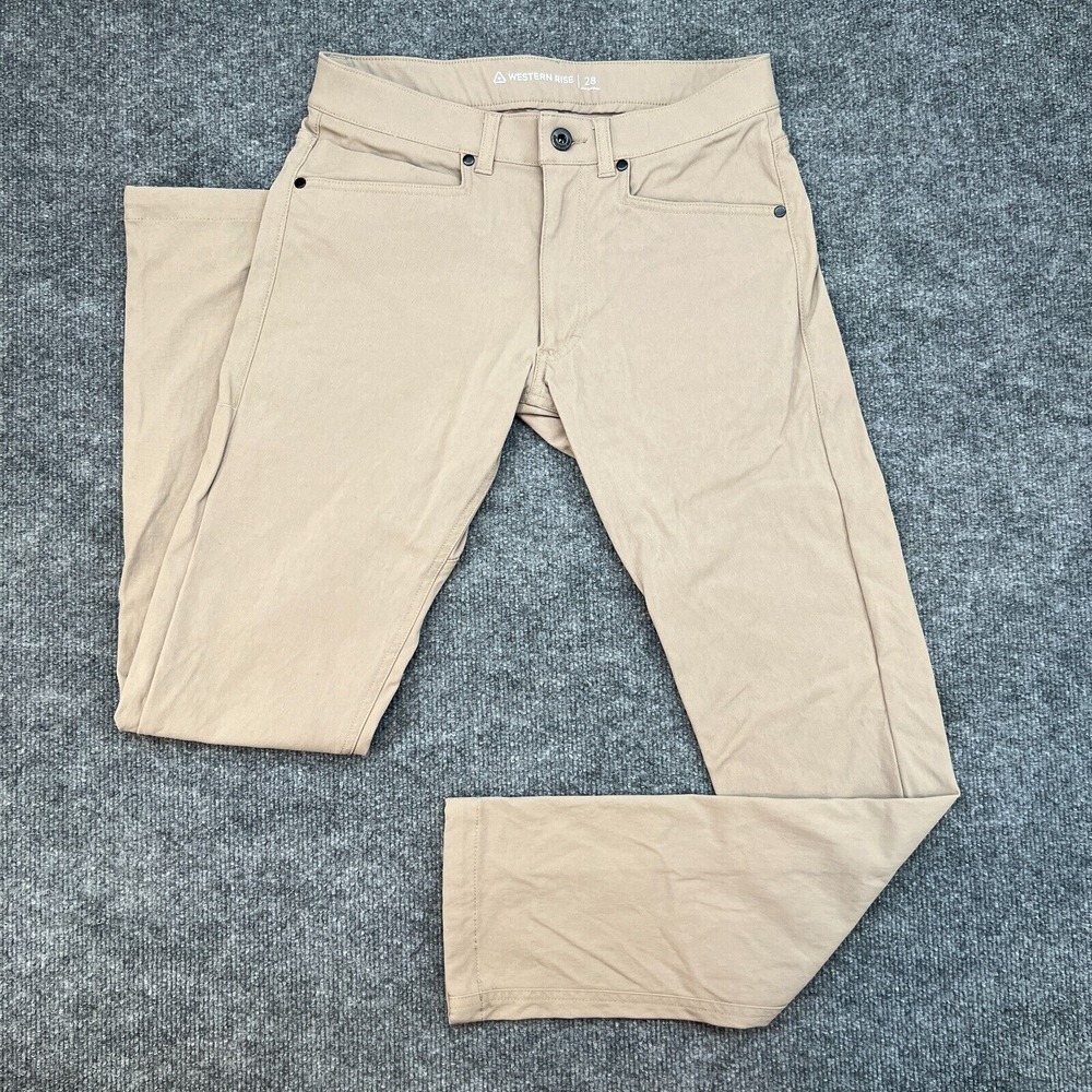 Western Rise AT Pants Men 28x30 Slim Fit Tan Outdoor Travel Stretch Tech